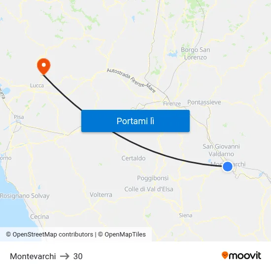 Montevarchi to 30 map