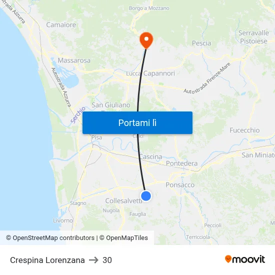Crespina Lorenzana to 30 map