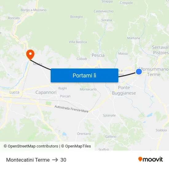 Montecatini Terme to 30 map