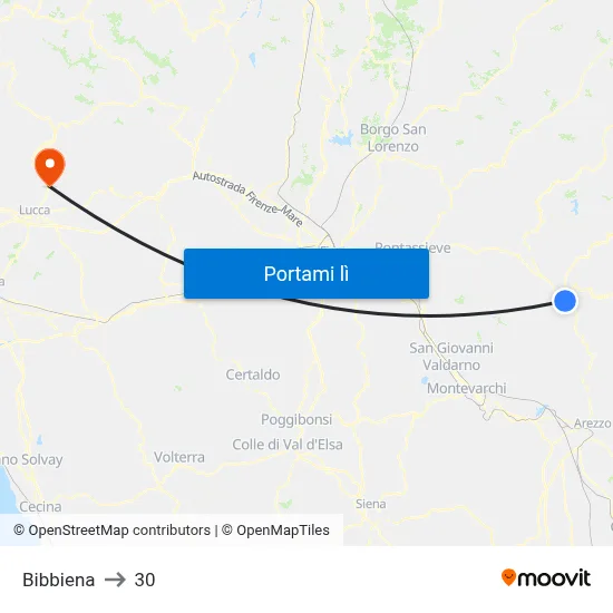 Bibbiena to 30 map