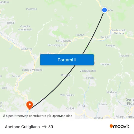 Abetone Cutigliano to 30 map