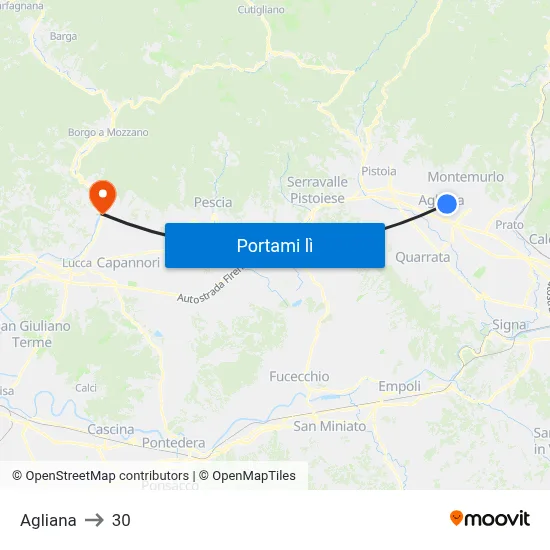 Agliana to 30 map