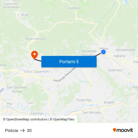 Pistoia to 30 map