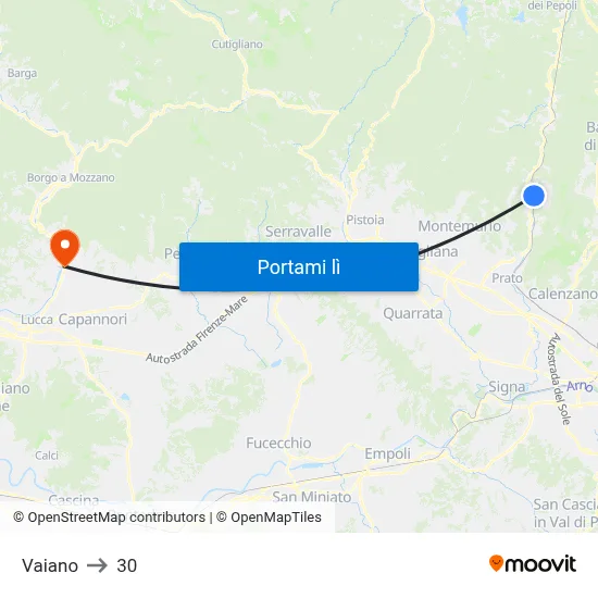 Vaiano to 30 map