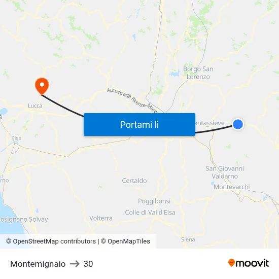 Montemignaio to 30 map