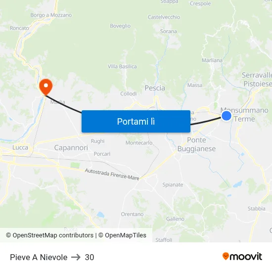 Pieve A Nievole to 30 map