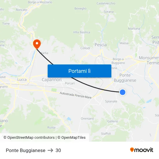 Ponte Buggianese to 30 map