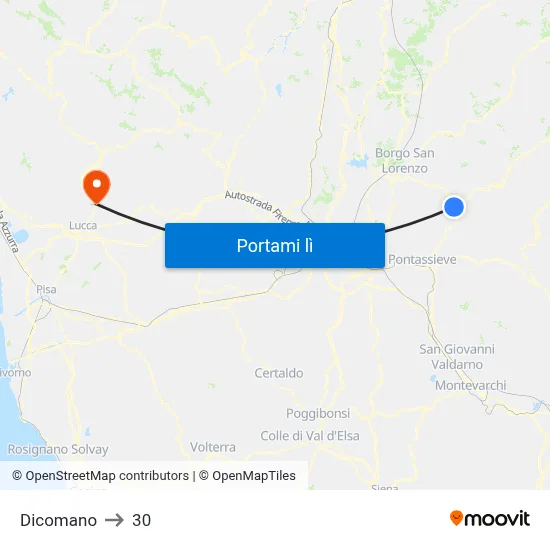 Dicomano to 30 map
