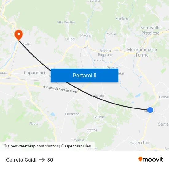 Cerreto Guidi to 30 map