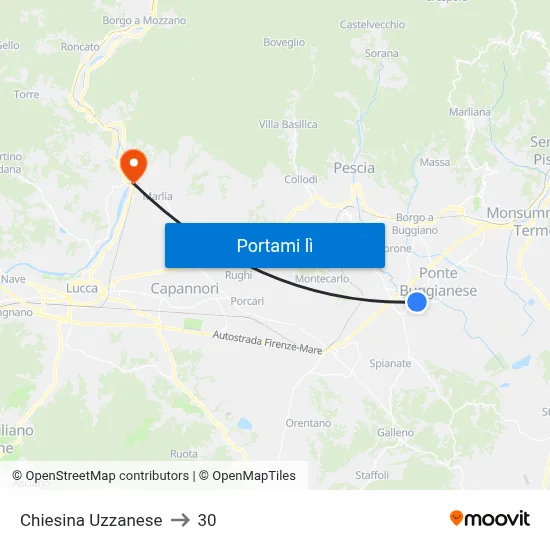 Chiesina Uzzanese to 30 map