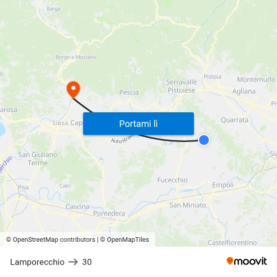 Lamporecchio to 30 map