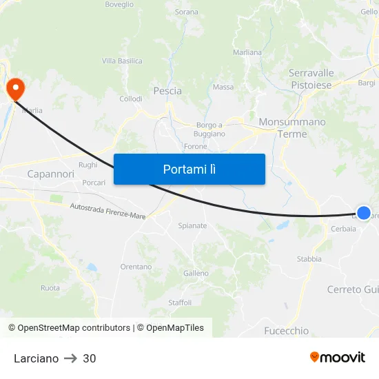 Larciano to 30 map