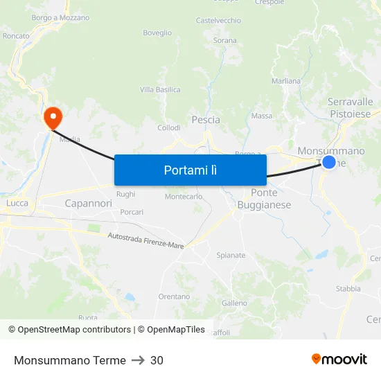 Monsummano Terme to 30 map