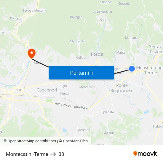 Montecatini-Terme to 30 map