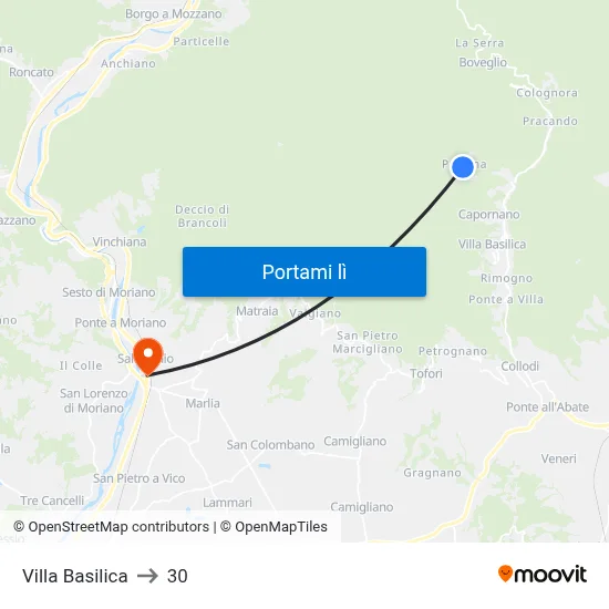 Villa Basilica to 30 map