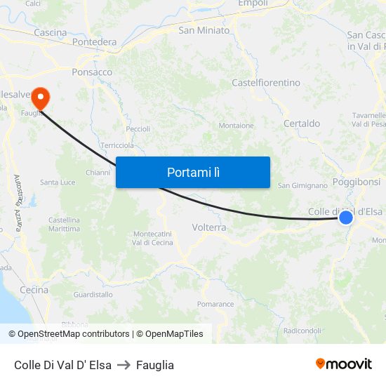 Colle Di Val D' Elsa to Fauglia map