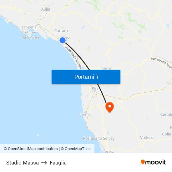 Stadio Massa to Fauglia map