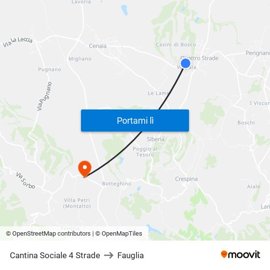 Cantina Sociale 4 Strade to Fauglia map