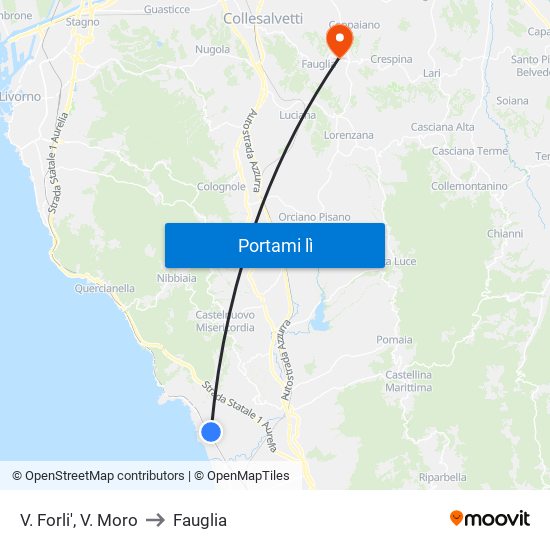 V. Forli',  V. Moro to Fauglia map