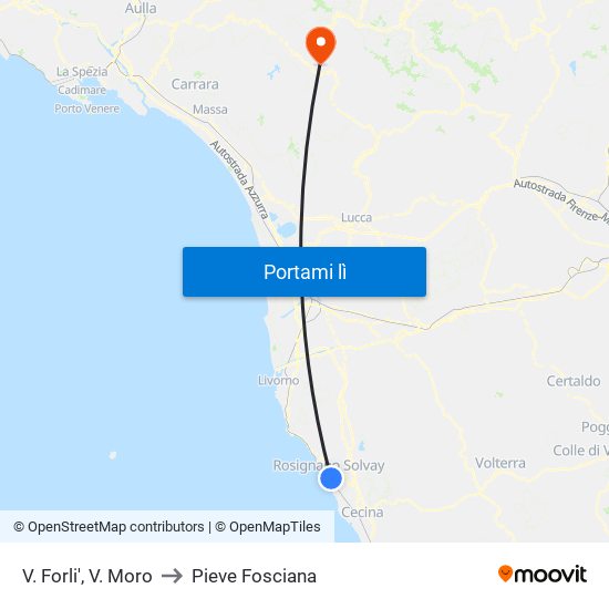 V. Forli',  V. Moro to Pieve Fosciana map