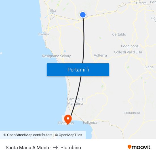 Santa Maria A Monte to Piombino map