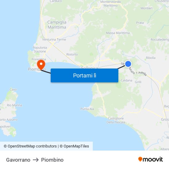 Gavorrano to Piombino map