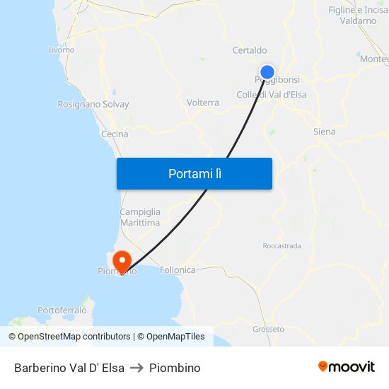 Barberino Val D' Elsa to Piombino map