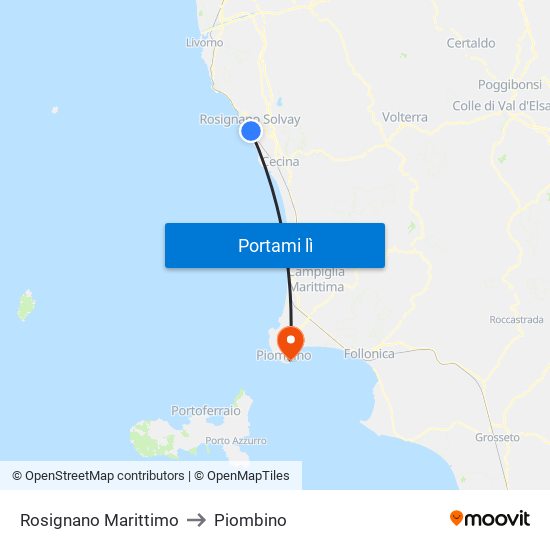 Rosignano Marittimo to Piombino map