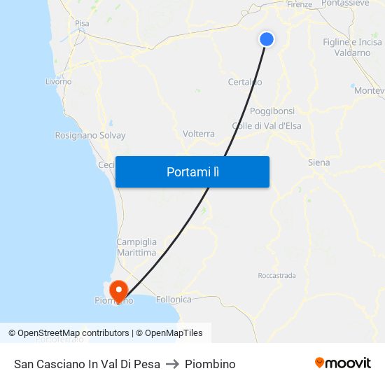 San Casciano In Val Di Pesa to Piombino map