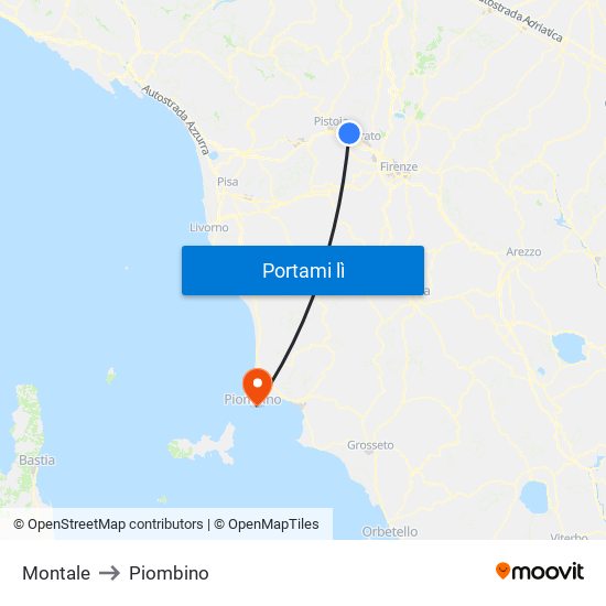 Montale to Piombino map