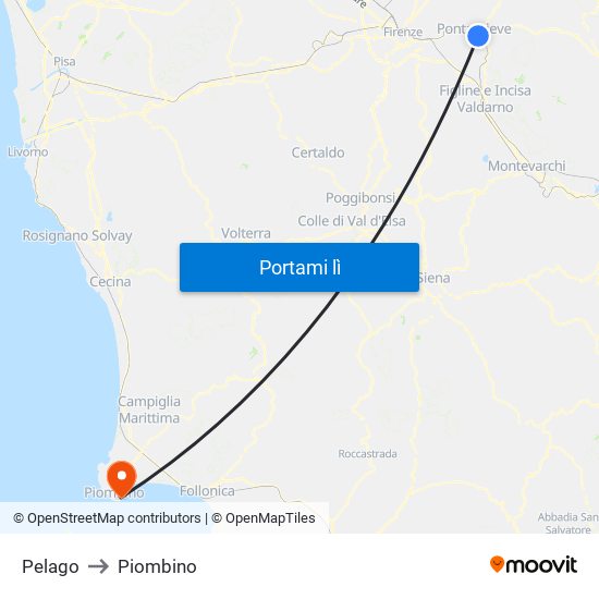 Pelago to Piombino map