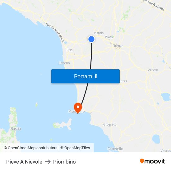 Pieve A Nievole to Piombino map