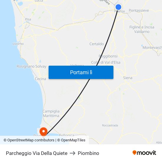 Parcheggio Via Della Quiete to Piombino map