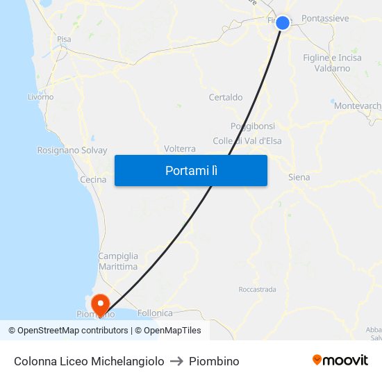 Colonna Liceo Michelangiolo to Piombino map