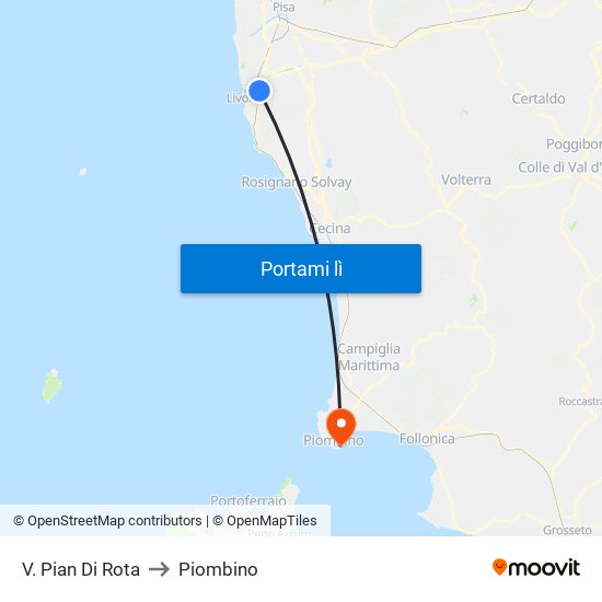 V. Pian Di Rota to Piombino map