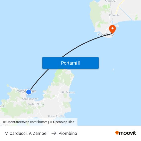 V. Carducci, V.  Zambelli to Piombino map