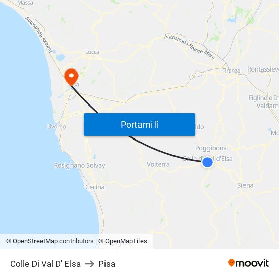 Colle Di Val D' Elsa to Pisa map