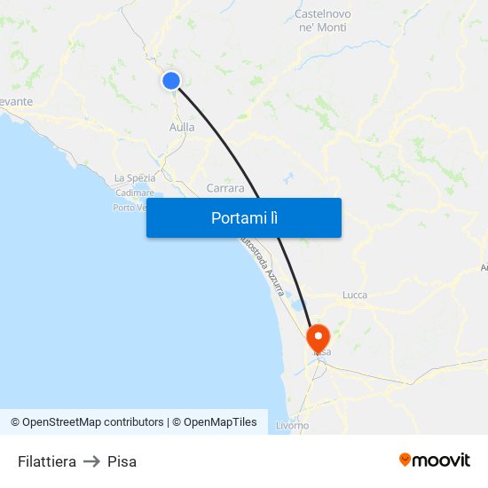 Filattiera to Pisa map