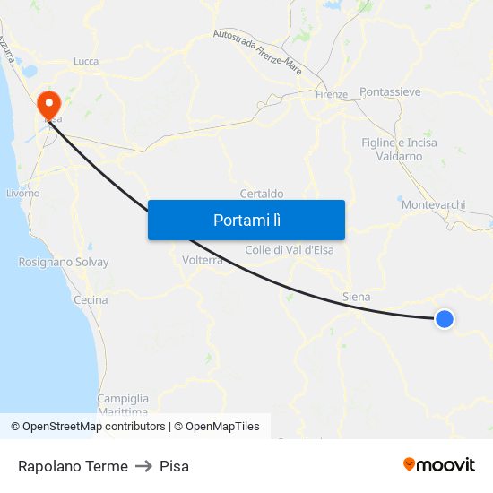 Rapolano Terme to Pisa map