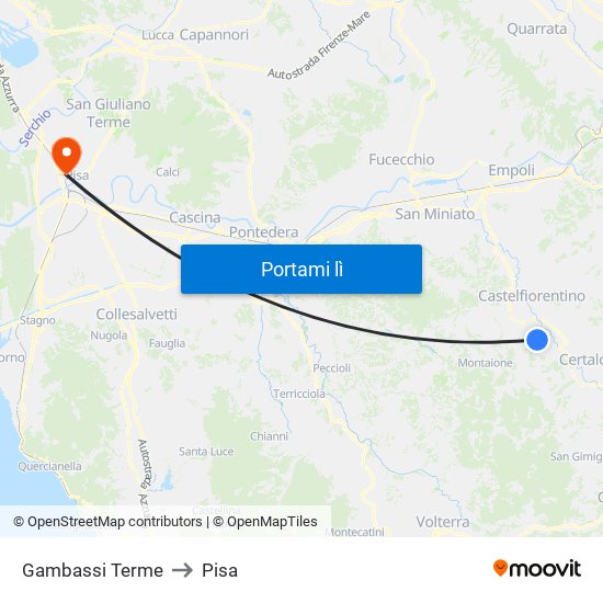 Gambassi Terme to Pisa map