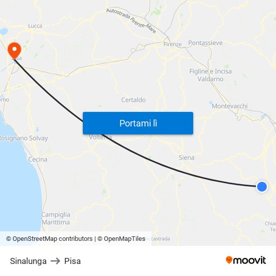 Sinalunga to Pisa map