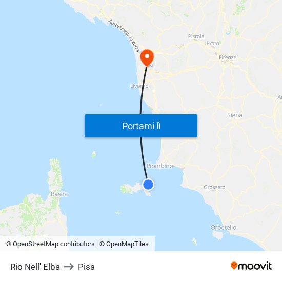 Rio Nell' Elba to Pisa map