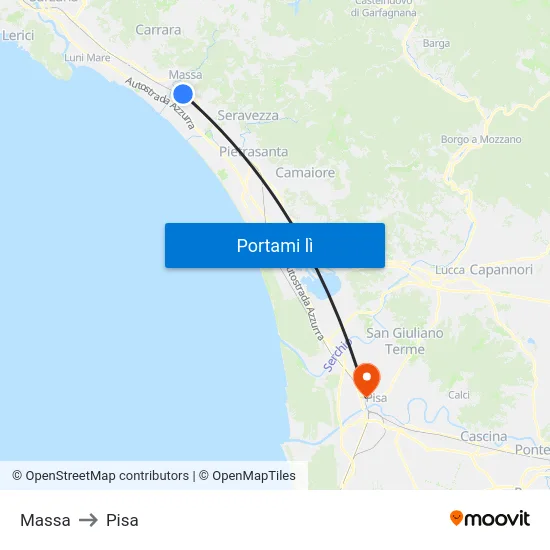 Massa to Pisa map