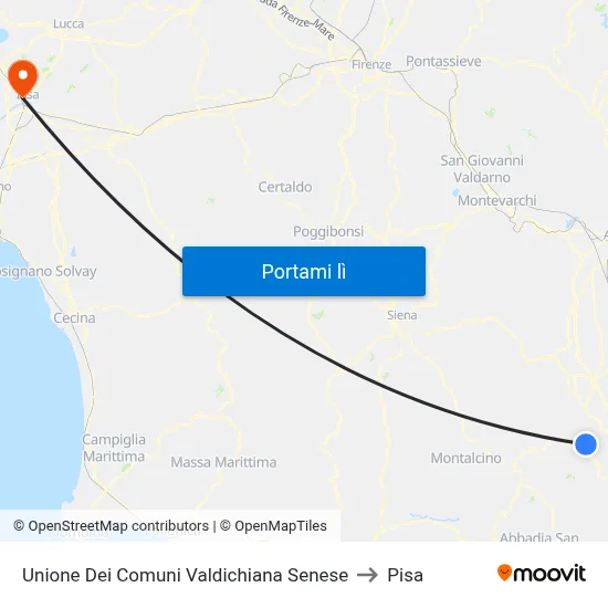 Unione Dei Comuni Valdichiana Senese to Pisa map