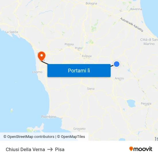 Chiusi Della Verna to Pisa map
