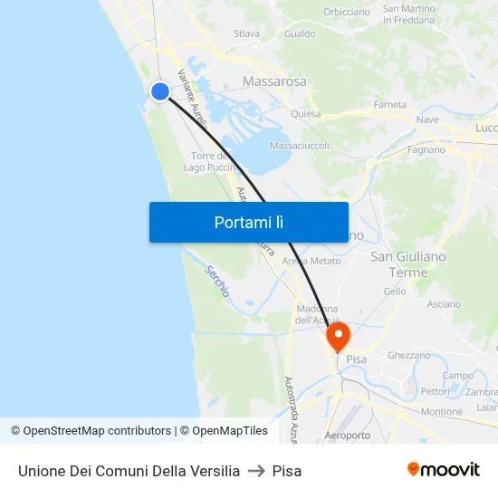 Unione Dei Comuni Della Versilia to Pisa map