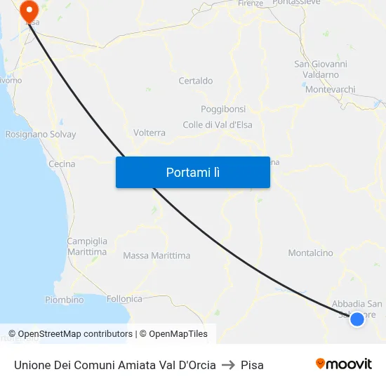 Unione Dei Comuni Amiata Val D'Orcia to Pisa map