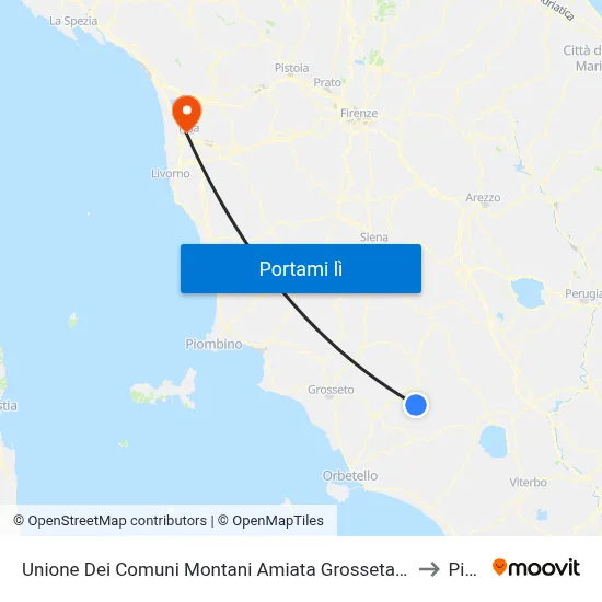 Unione Dei Comuni Montani Amiata Grossetana to Pisa map