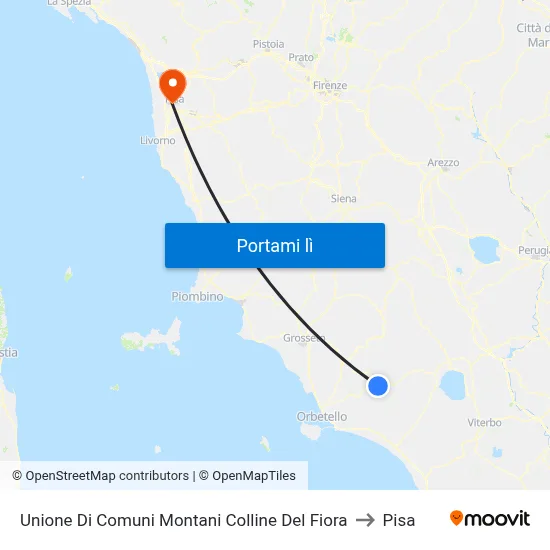 Unione Di Comuni Montani Colline Del Fiora to Pisa map