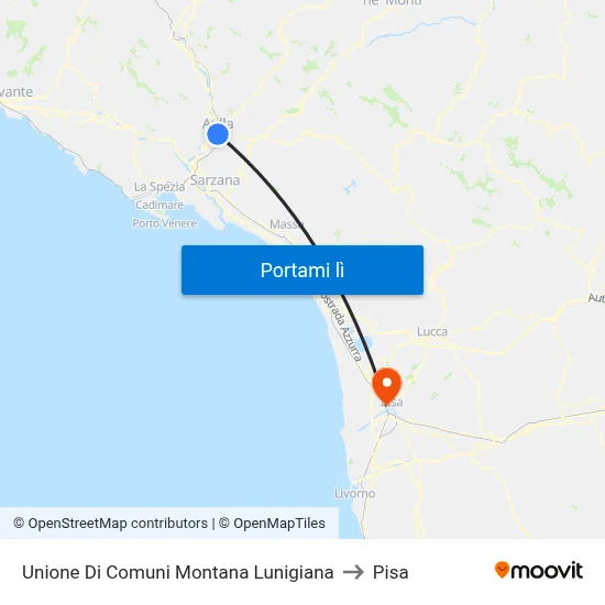 Unione Di Comuni Montana Lunigiana to Pisa map
